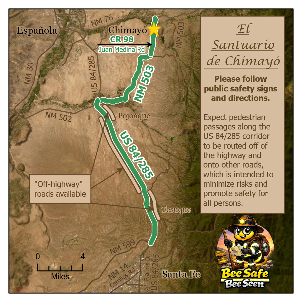 This map shows the general pedestrian route from Santa Fe to Chimay&Atilde;&sup3;.