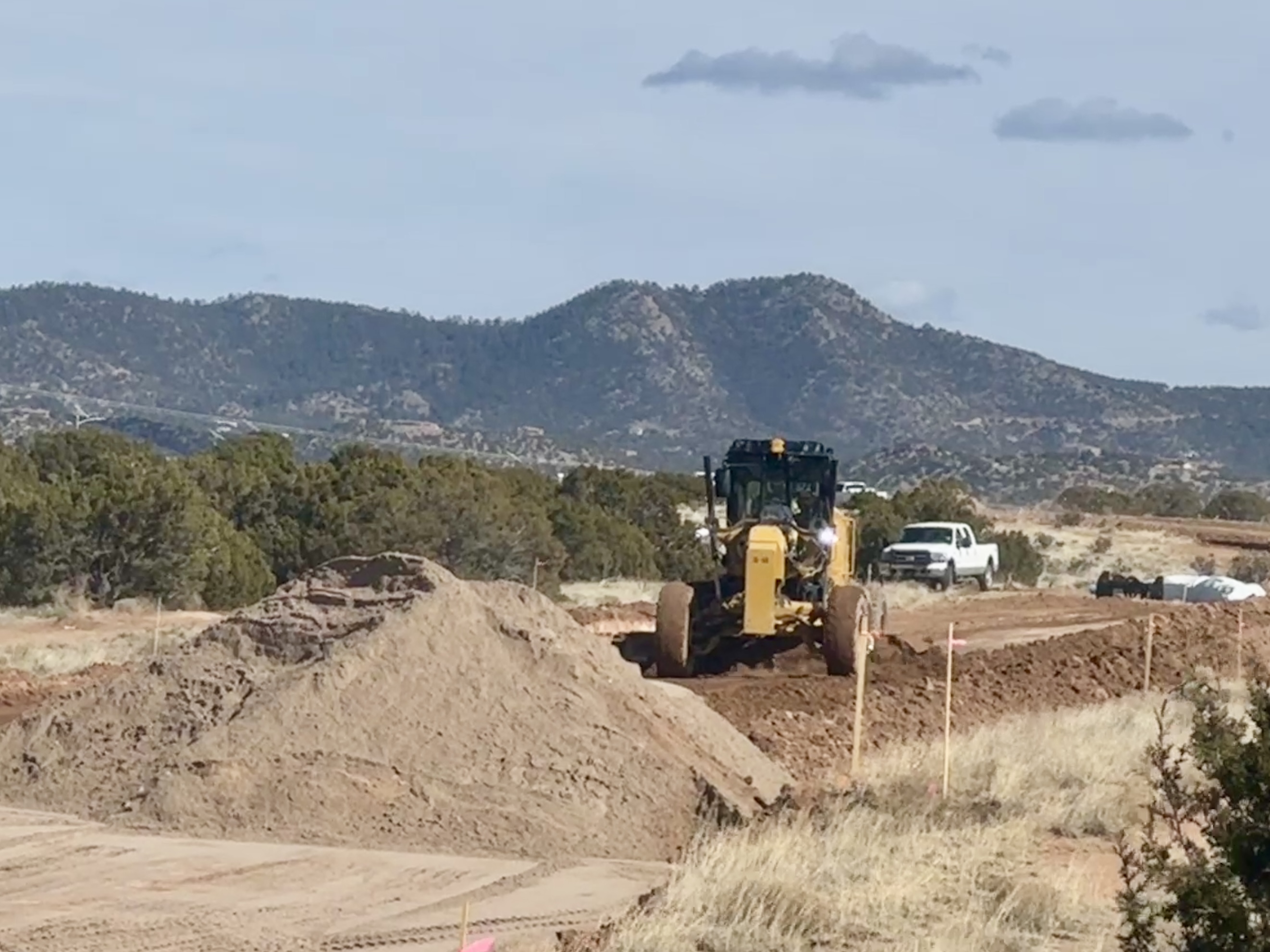 Road construction continues on the extension of College Road in Santa Fe County.