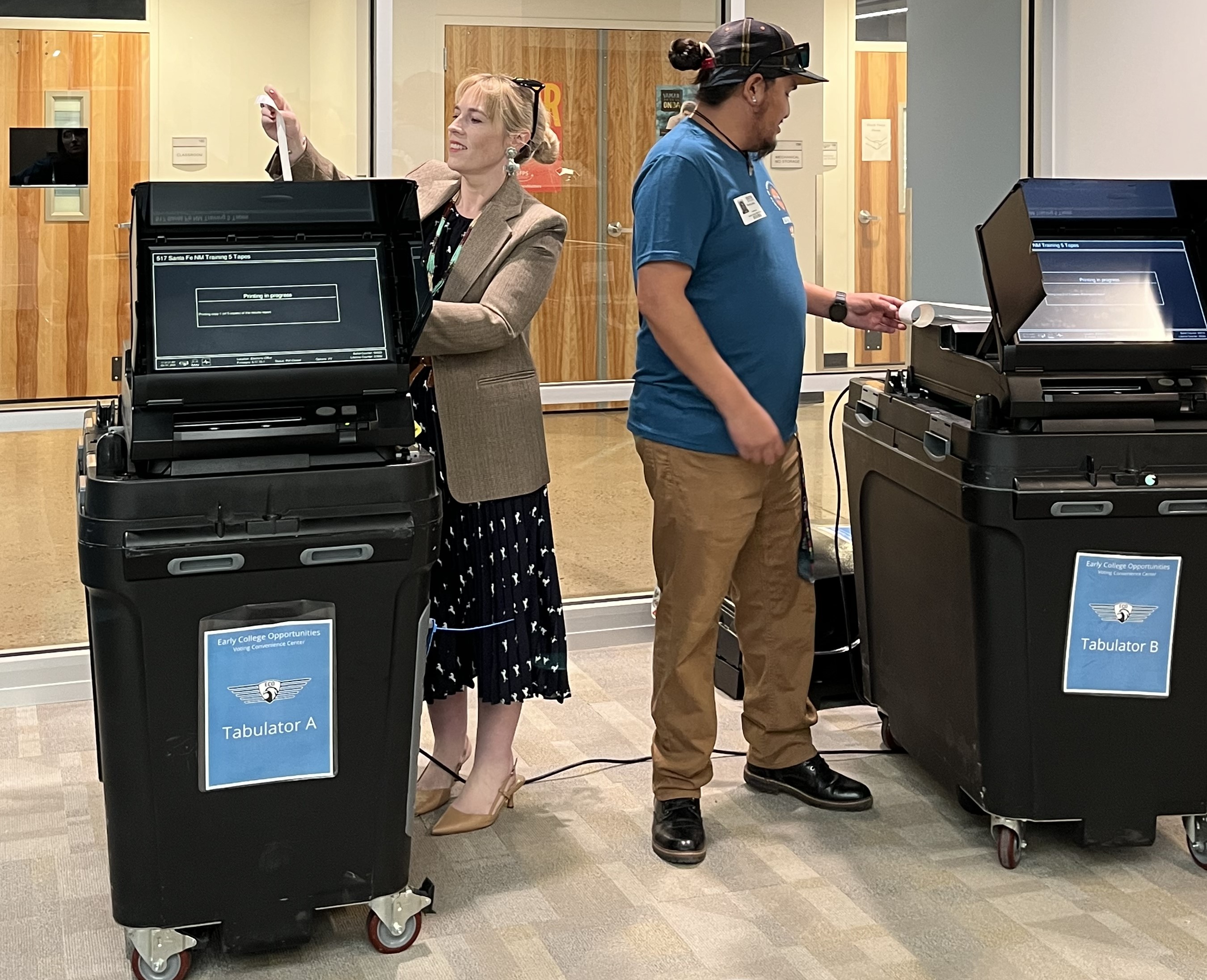 County Clerk and students discussing how elections work