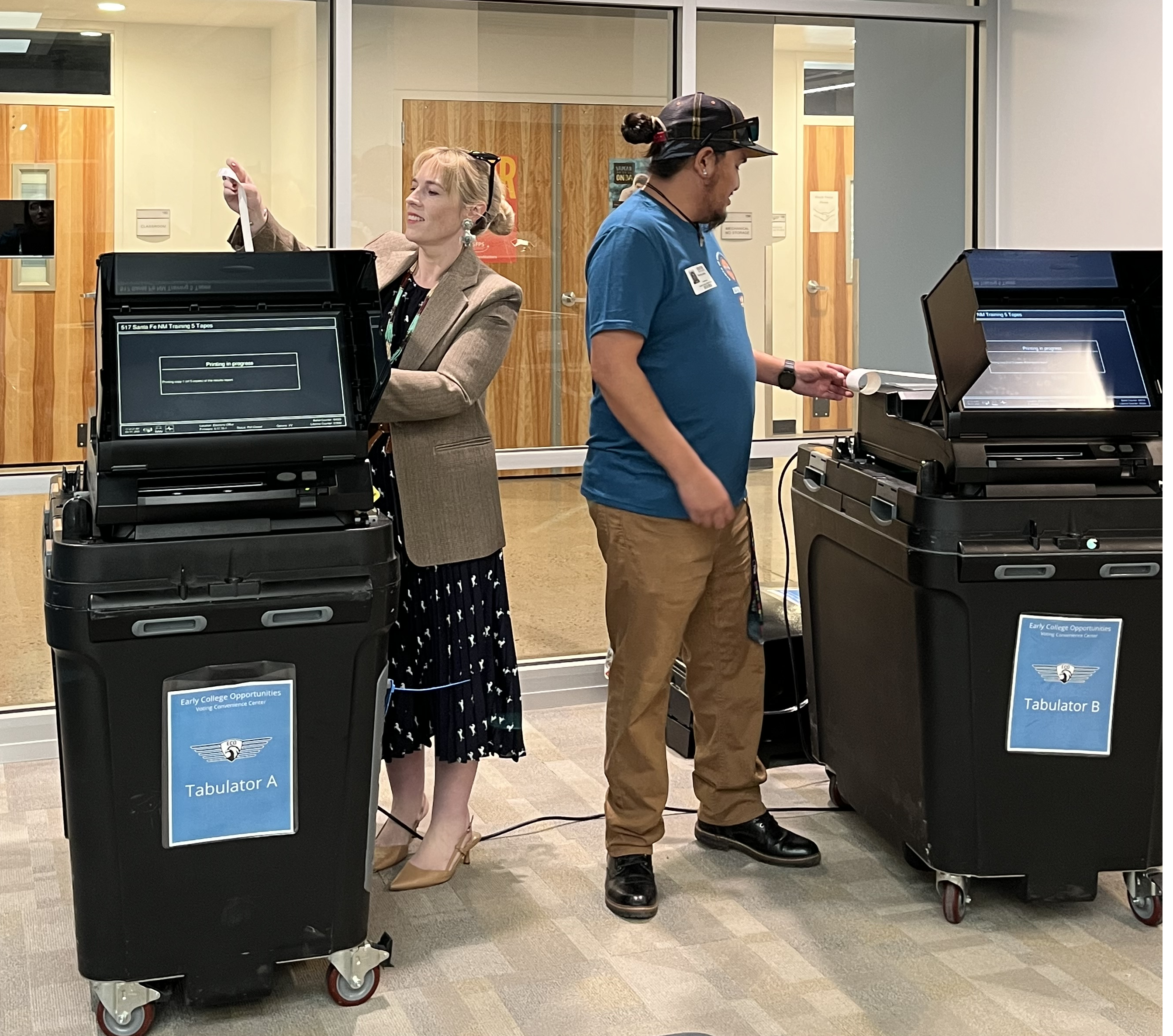 County Clerk and students discussing how elections work