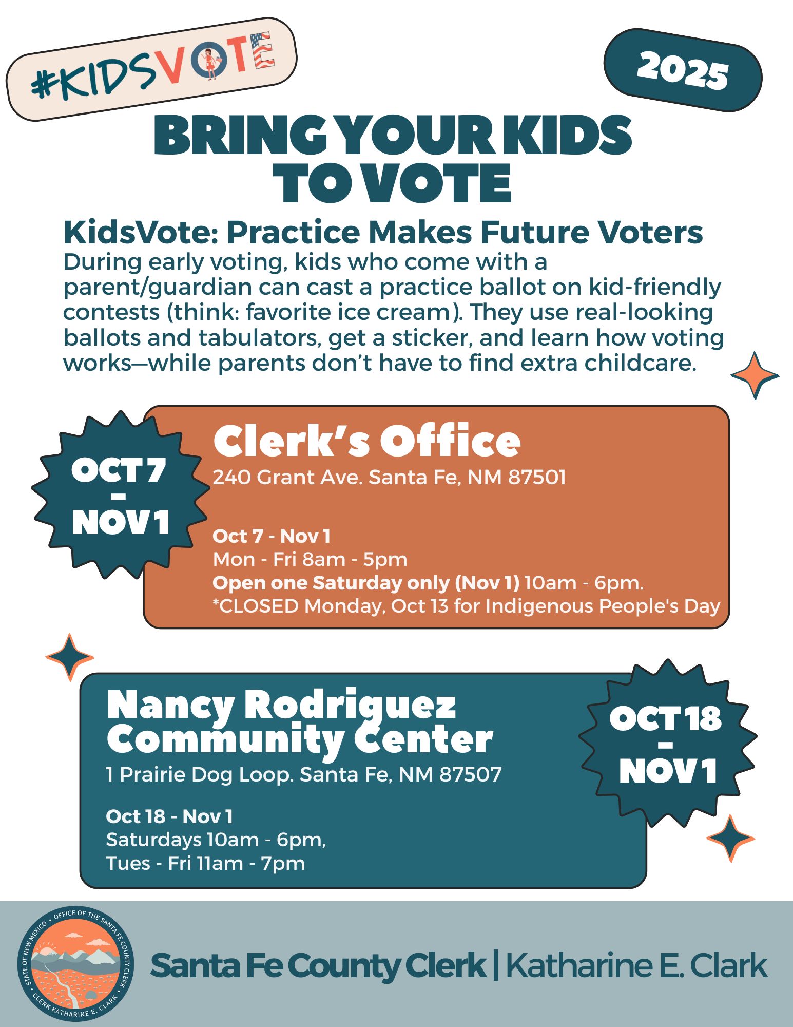 KidsVote flyer with dates, locations, and details
