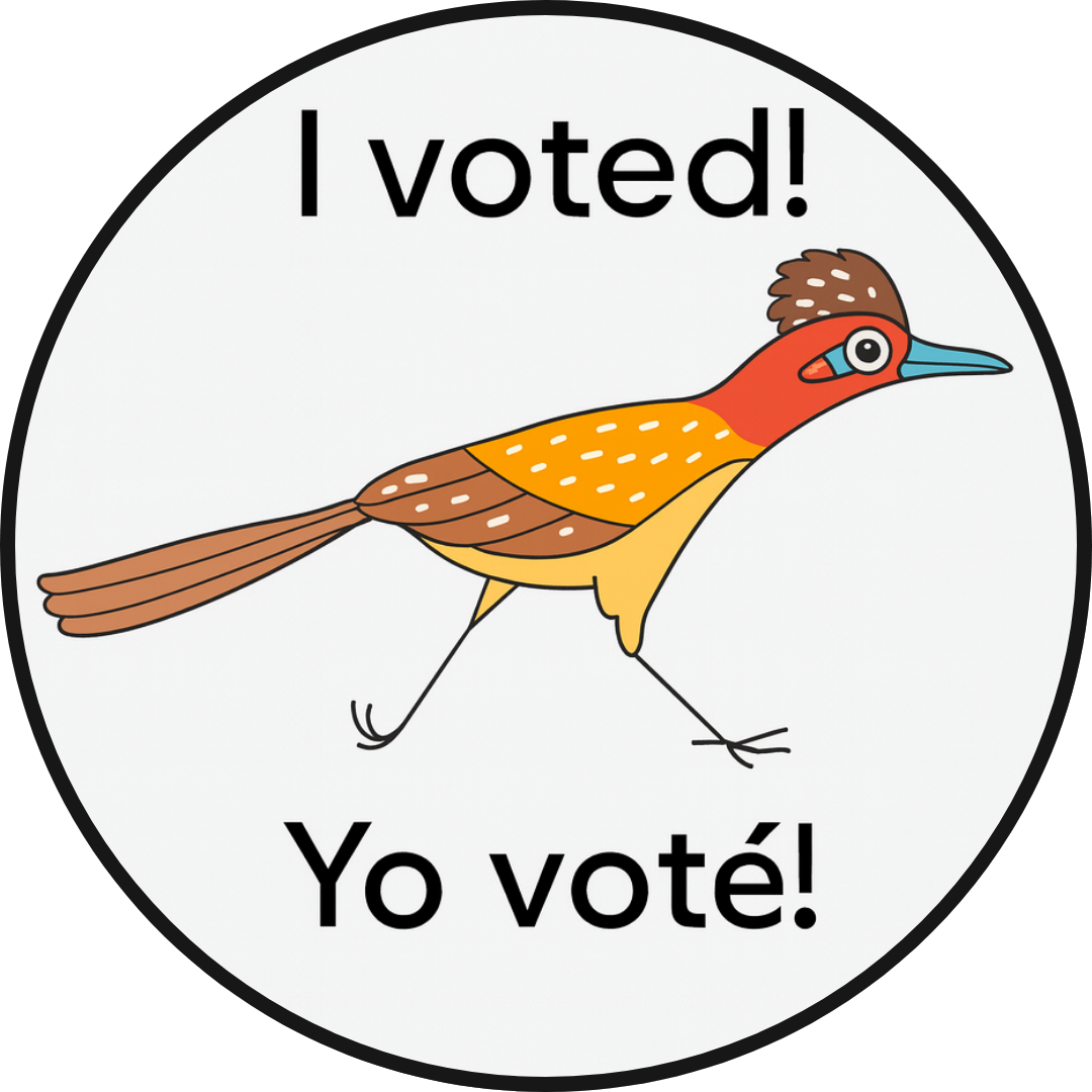New Mexico Roadrunner, Zooming to the Polls! – by Mario Landeros